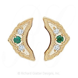 GS047-2 E/D - 14 Karat Gold Slide with Emerald center and Diamond accents 
